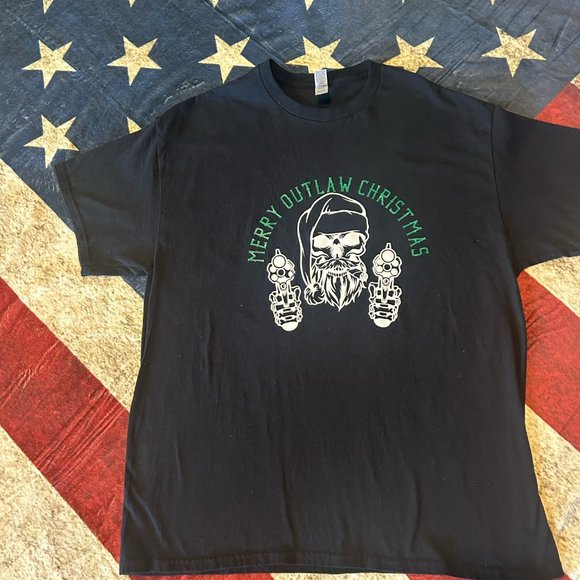 This Merry Outlaw Christmas Santa T-shirt is perfect for anyone who wants to add - Picture 3 of 4